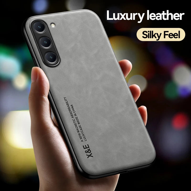 Samsung Galaxy Luxury Leather Case With Magnetic Plate Support Car Hold