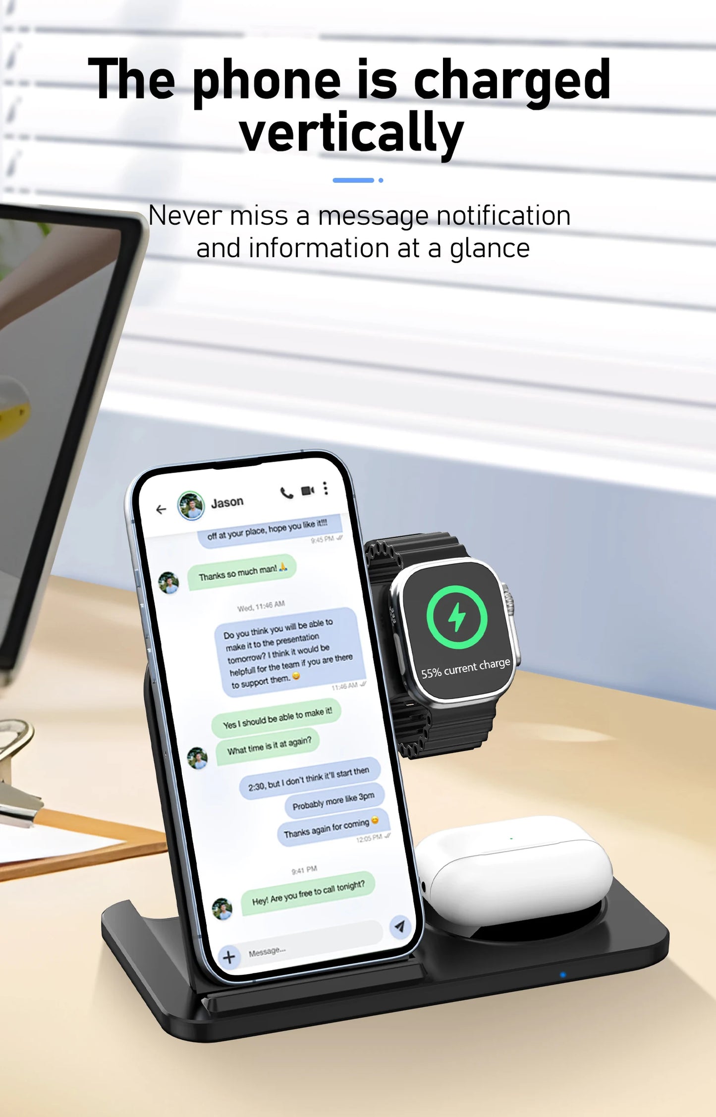 iPhone - 3 in 1 Wireless Charger Stand Pad
