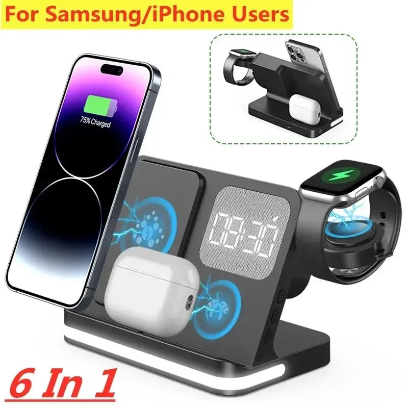 Apple & Samsung - 6 In 1 Wireless Charger Stand