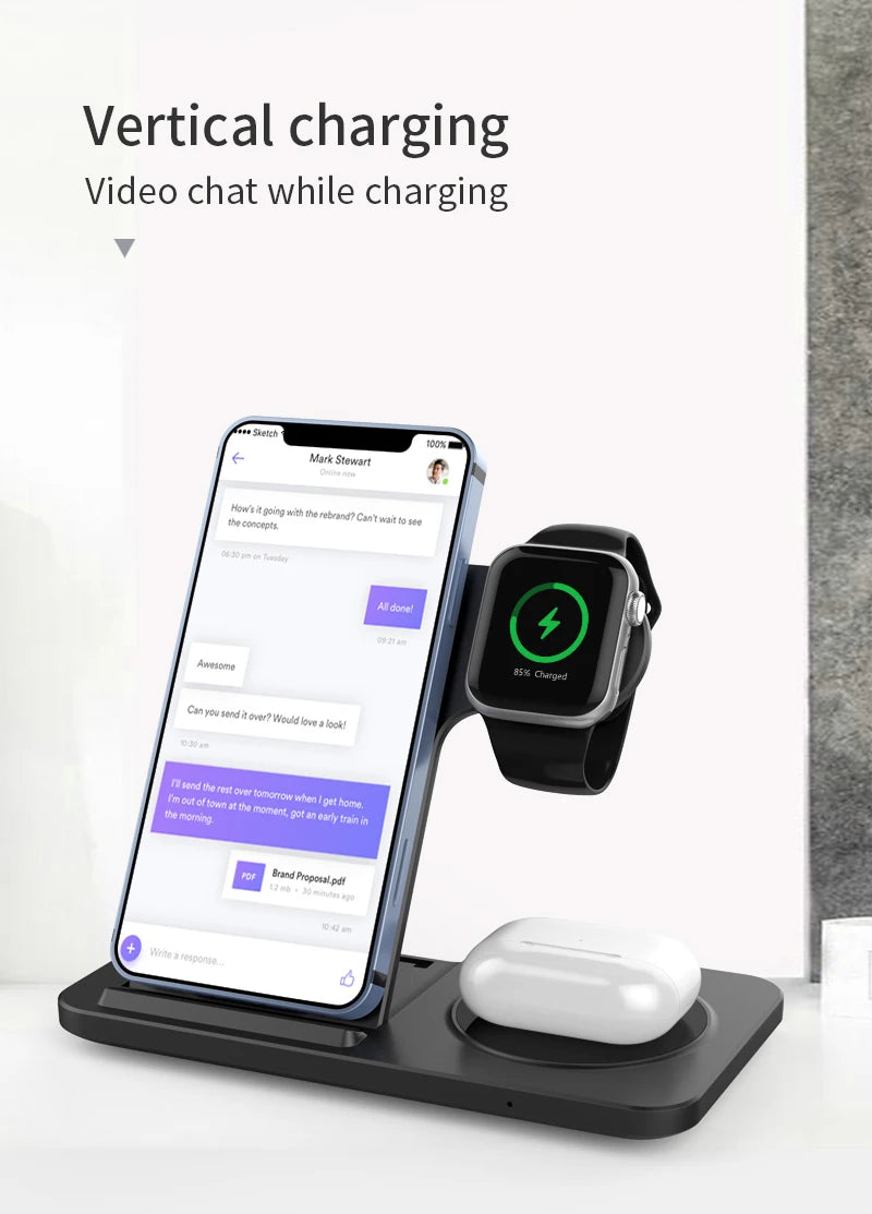 iPhone - 3 in 1 Wireless Charger Stand Pad