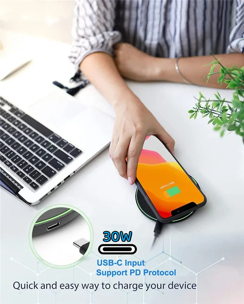 30W Wireless Fast Charging Docking Station - Apple & Android