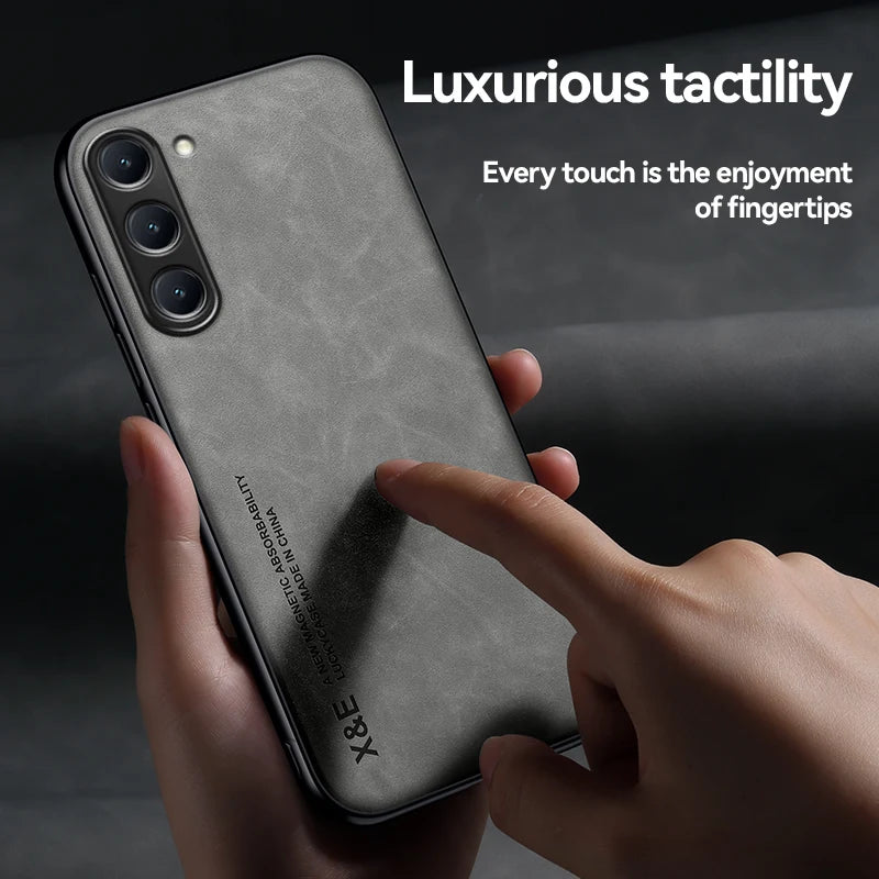 Samsung Galaxy Luxury Leather Case With Magnetic Plate Support Car Hold