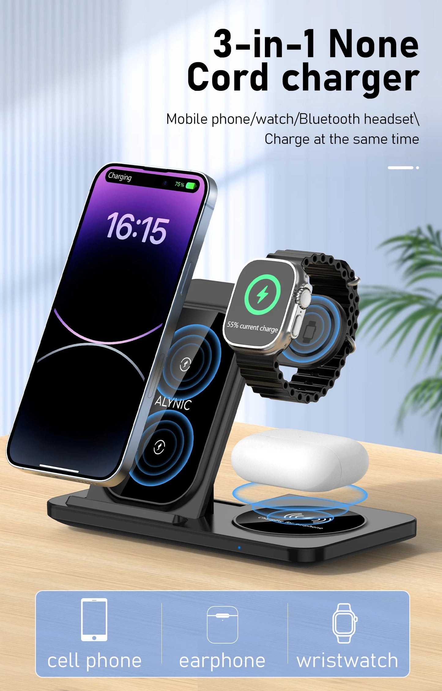 iPhone - 3 in 1 Wireless Charger Stand Pad
