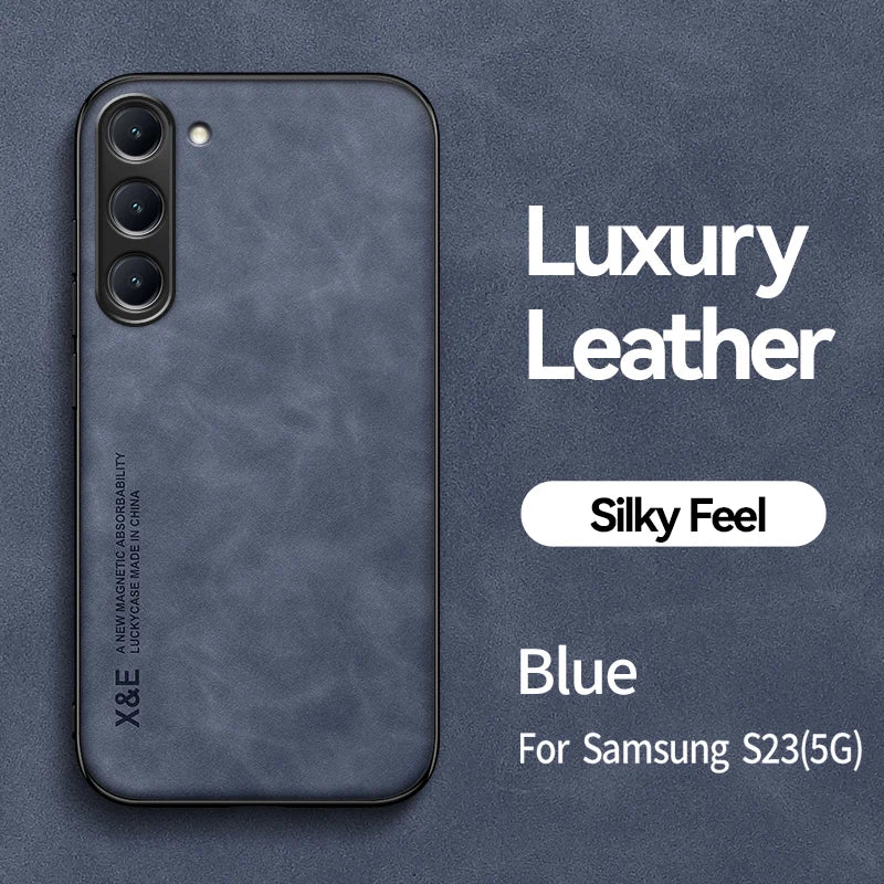 Samsung Galaxy Luxury Leather Case With Magnetic Plate Support Car Hold