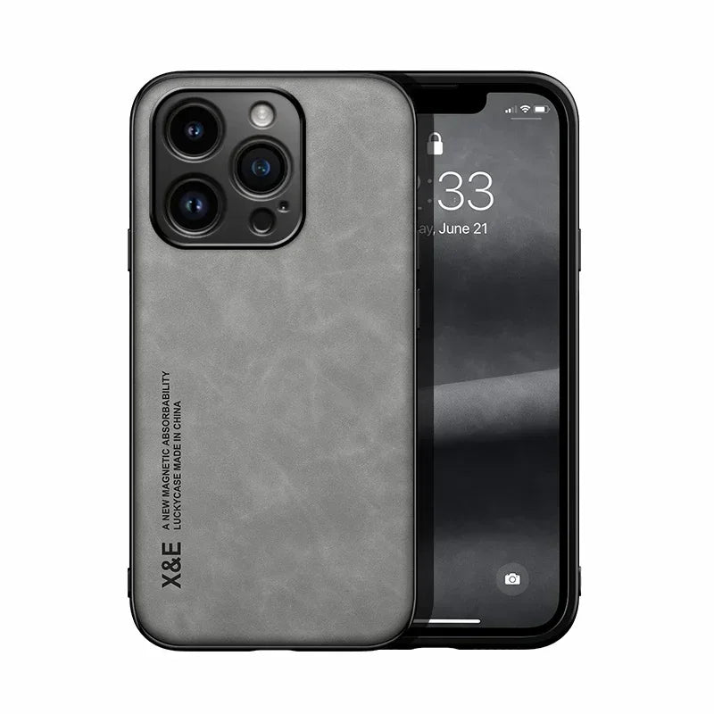 Apple iPhone Luxury Leather Case With Magnetic Plate Support Car Hold