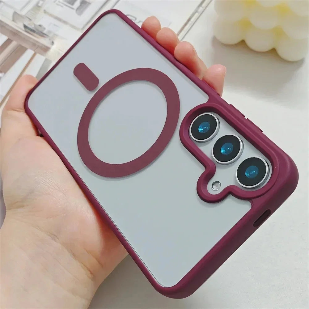 New Frosted Magnetic MagSafe Case for Samsung Galaxy S25 Edge, S25, S24, S23 FE, S22 Plus, Ultra | Wireless Charger Protector Cover
