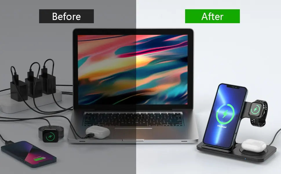 iPhone - 3 in 1 Wireless Charger Stand Pad