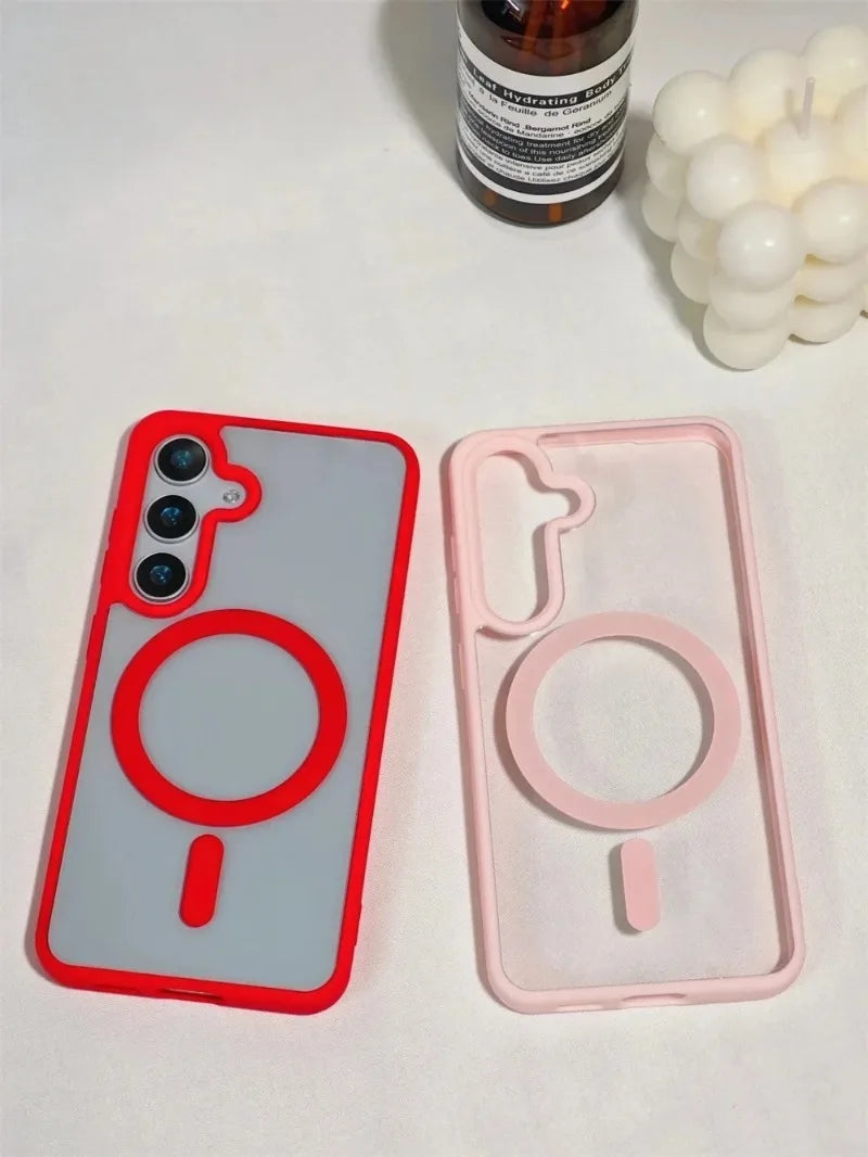 New Frosted Magnetic MagSafe Case for Samsung Galaxy S25 Edge, S25, S24, S23 FE, S22 Plus, Ultra | Wireless Charger Protector Cover