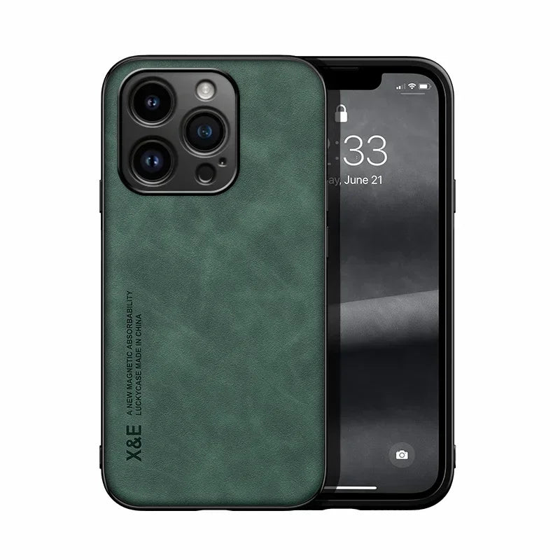 Apple iPhone Luxury Leather Case With Magnetic Plate Support Car Hold