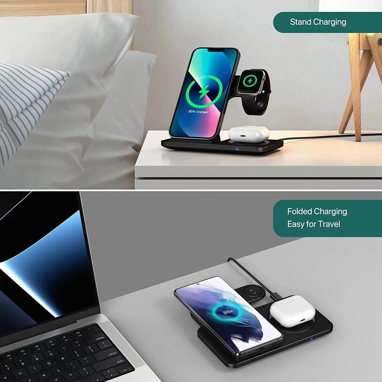 iPhone - 3 in 1 Wireless Charger Stand Pad