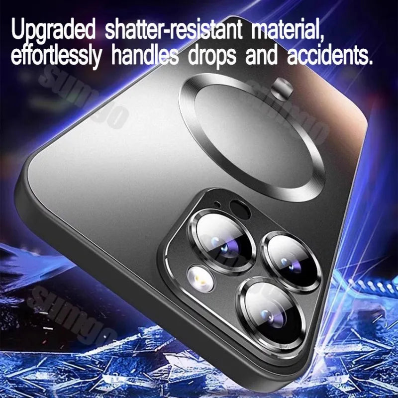 Apple iPhone Luxury Matte Finish Magsafe Soft Anti-Slip Silicone Case with Lens Protector