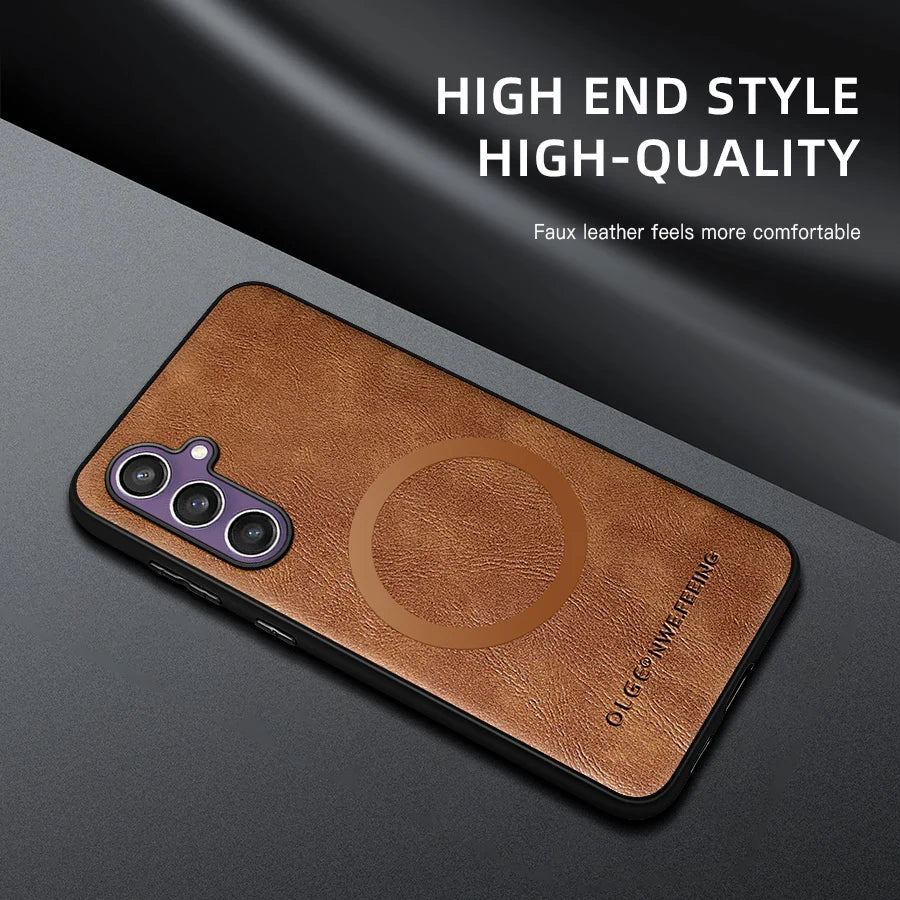 Samsung Galaxy Leather Magsafe Wireless Charging Phone Case