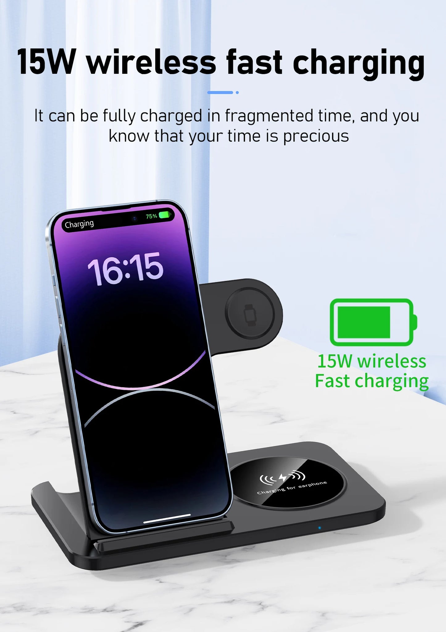 iPhone - 3 in 1 Wireless Charger Stand Pad
