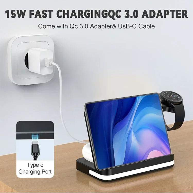 Apple & Samsung - 6 In 1 Wireless Charger Stand