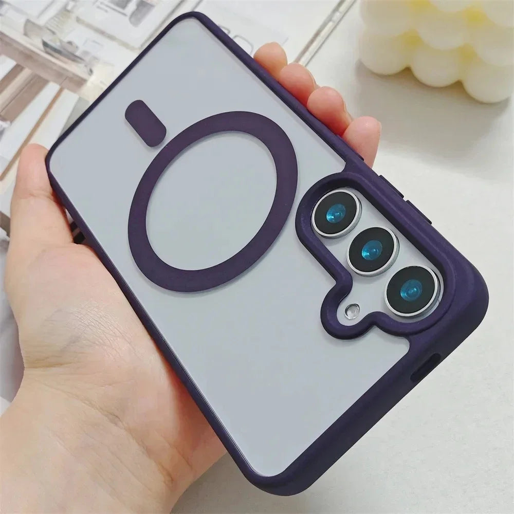 New Frosted Magnetic MagSafe Case for Samsung Galaxy S25 Edge, S25, S24, S23 FE, S22 Plus, Ultra | Wireless Charger Protector Cover