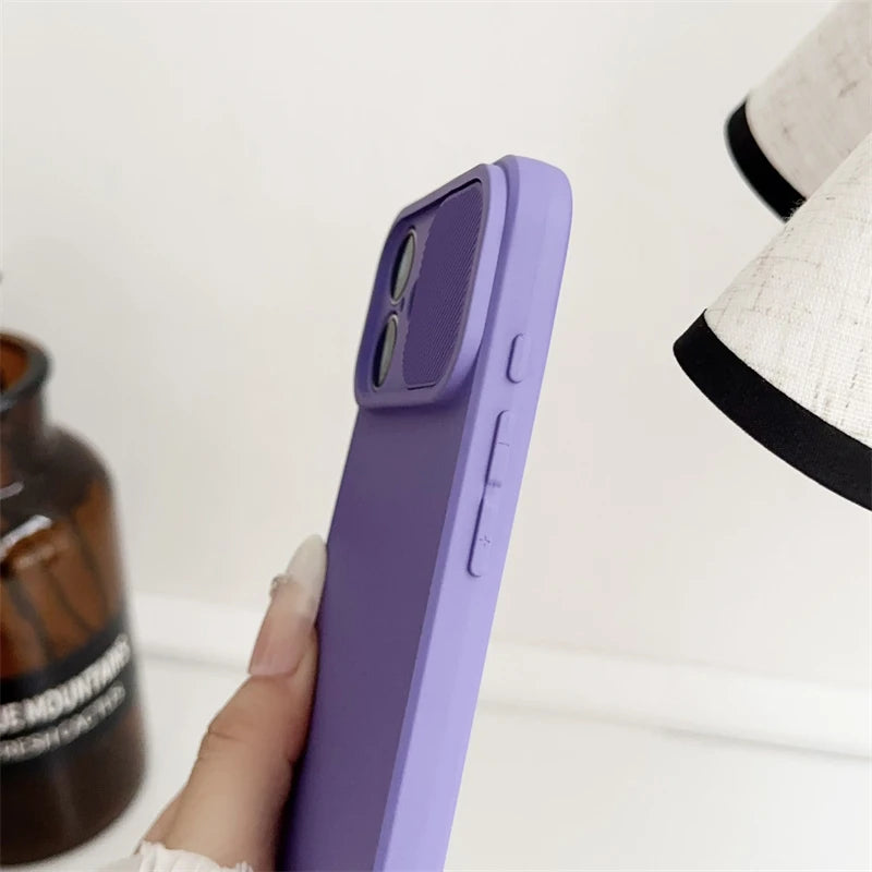 Apple iPhone Soft Silicone Case with Sliding Lens Protector