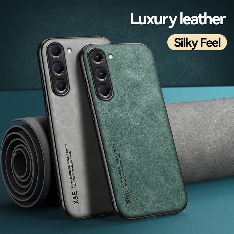 Samsung Galaxy Luxury Leather Case With Magnetic Plate Support Car Hold