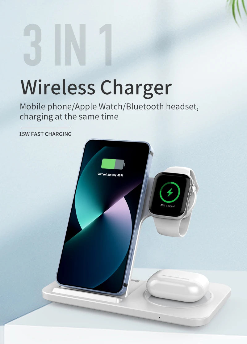 iPhone - 3 in 1 Wireless Charger Stand Pad