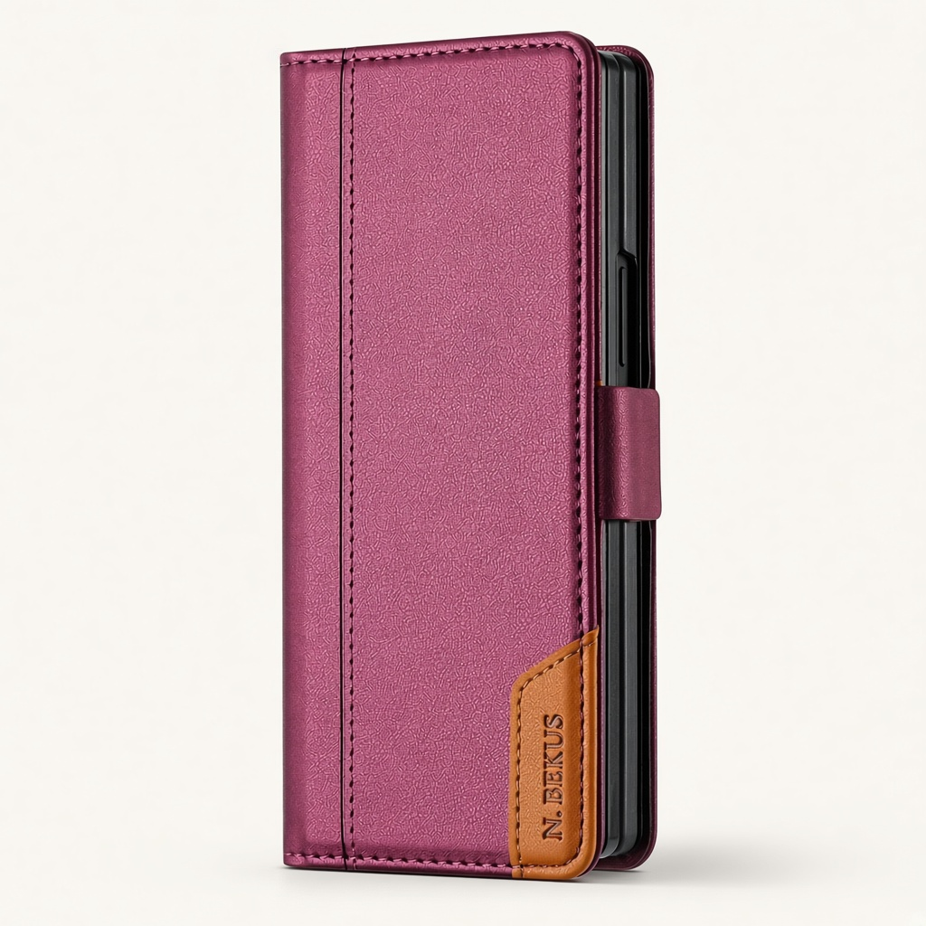 Samsung Galaxy Z Fold - Leather-Look Magnetic Flip Wallet Case by Mobile Supplies Online