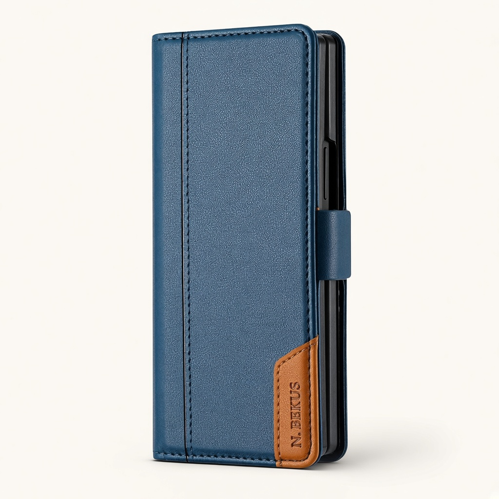 Samsung Galaxy Z Fold - Leather-Look Magnetic Flip Wallet Case by Mobile Supplies Online