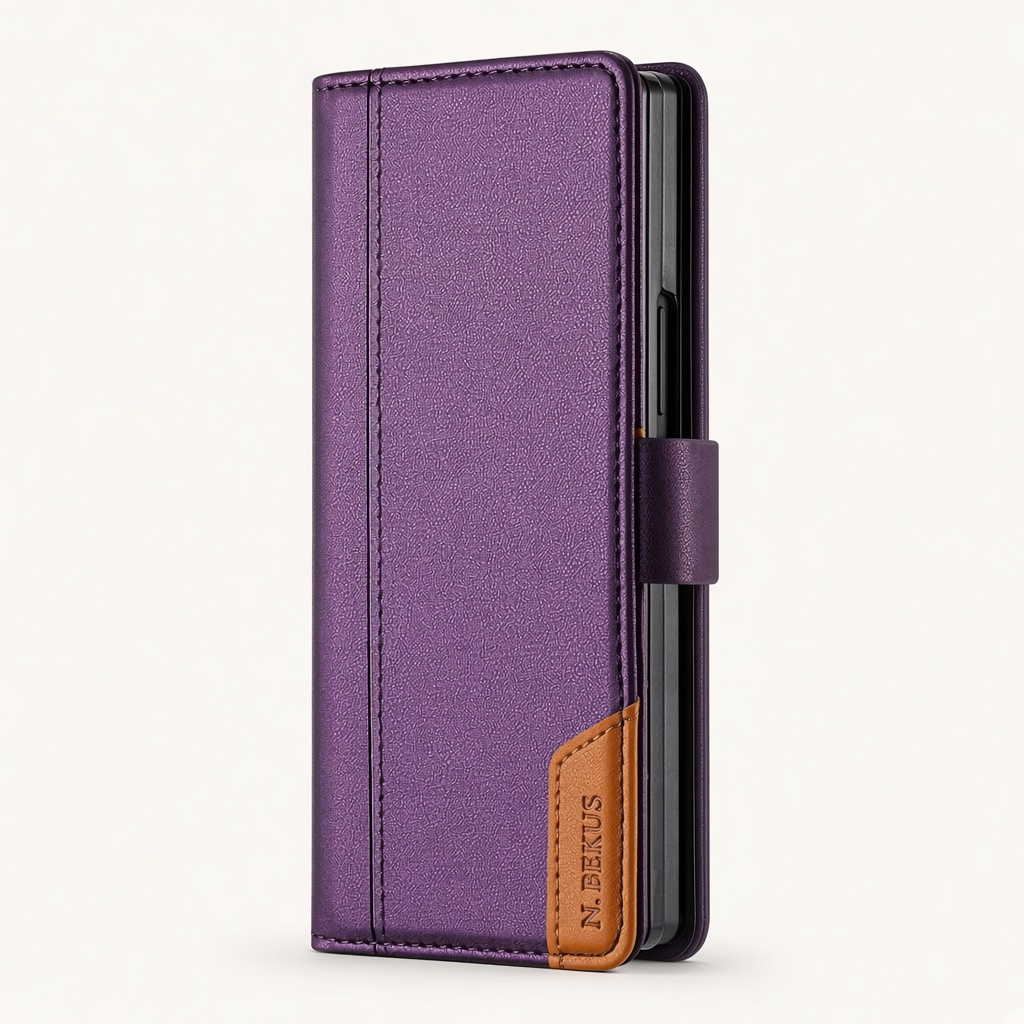 Samsung Galaxy Z Fold - Leather-Look Magnetic Flip Wallet Case by Mobile Supplies Online