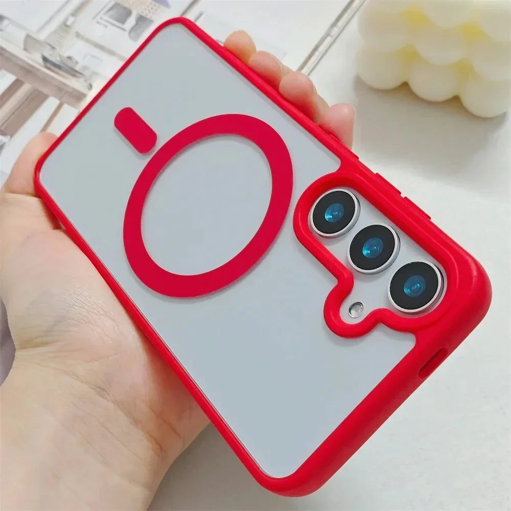 New Frosted Magnetic MagSafe Case for Samsung Galaxy S25 Edge, S25, S24, S23 FE, S22 Plus, Ultra | Wireless Charger Protector Cover