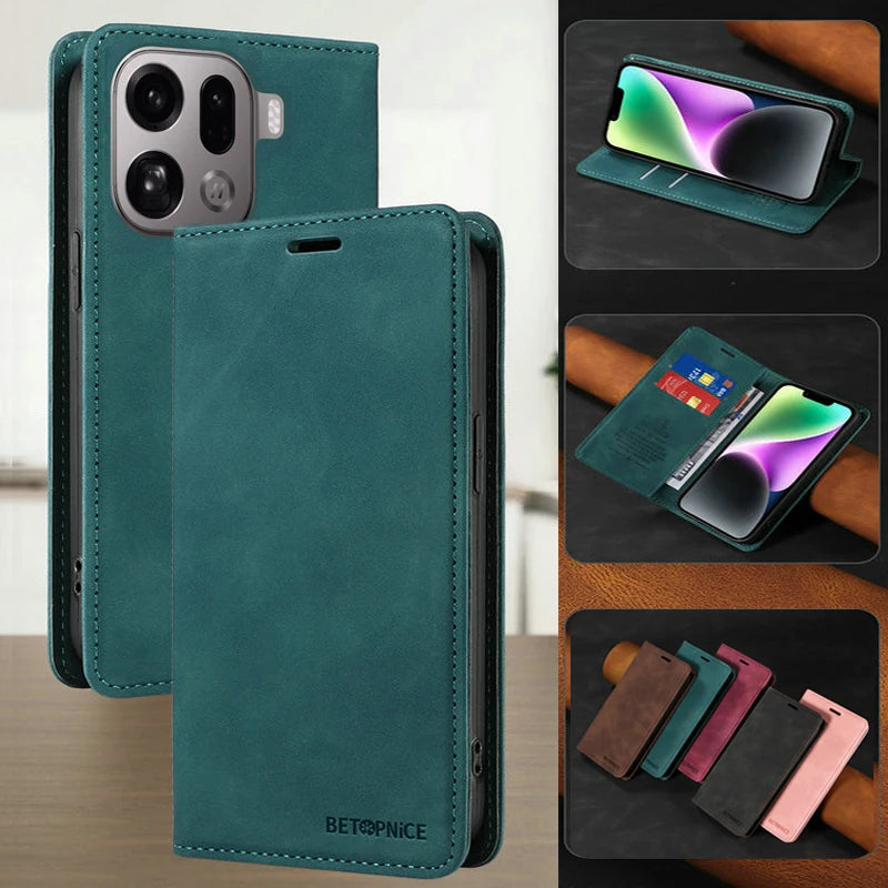 OPPO Find X9 Plus & Pro 5G Luxury Magnetic Leather Wallet Stand Case