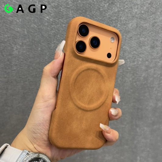 Apple iPhone Luxury Sheepskin Feel Leather Magsafe Case