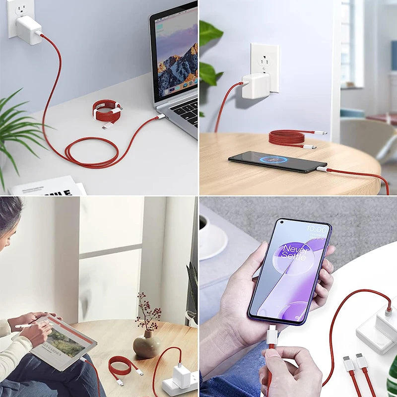 65W Super Fast Charger Cable For Apple & Android - USB to USB-C & USB-C to USB-C
