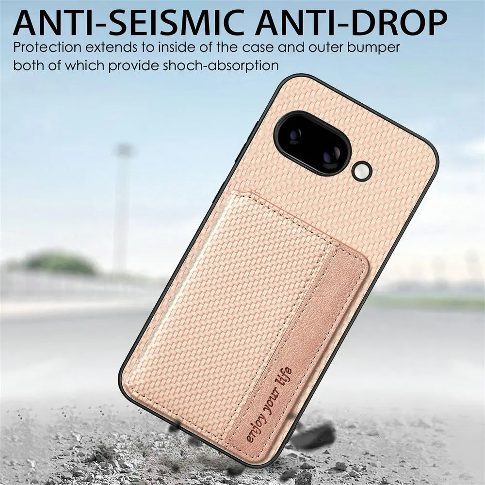 Google Pixel Leather Card Back Cover Magnetic RFID Wallet Case With Lens Protection