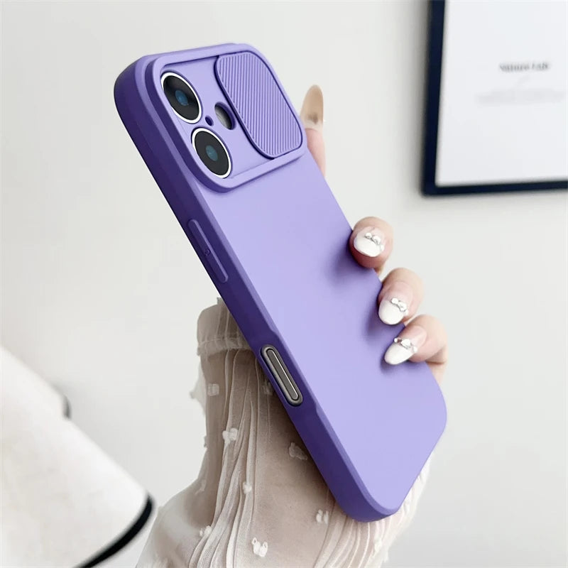 Apple iPhone Soft Silicone Case with Sliding Lens Protector