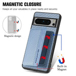 Google Pixel Leather Card Back Cover Magnetic RFID Wallet Case With Lens Protection