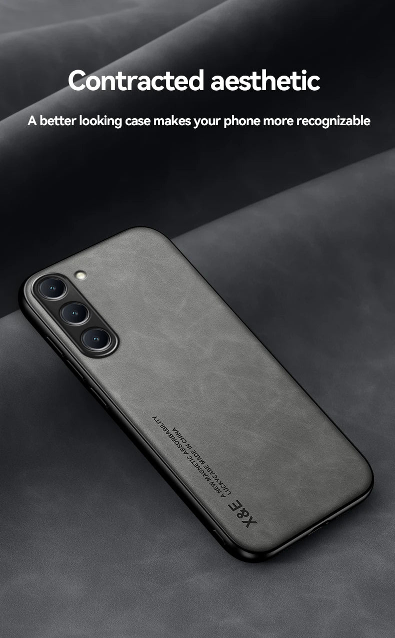Samsung Galaxy Luxury Leather Case With Magnetic Plate Support Car Hold