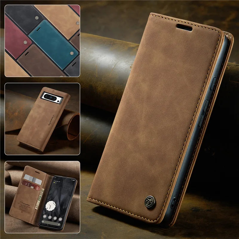 Google Pixel Retro Leather Flip Case