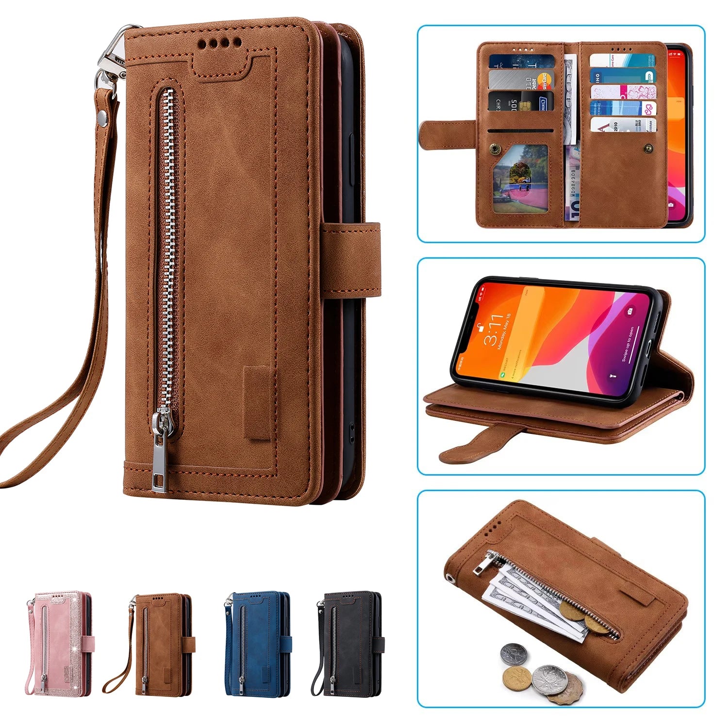 Xiaomi POCO Multi 9-Card Zipper Wallet Case