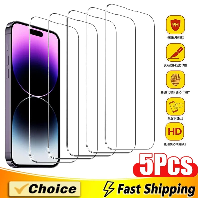 Apple iPhone Tempered Glass Screen Protector - 5 Pack