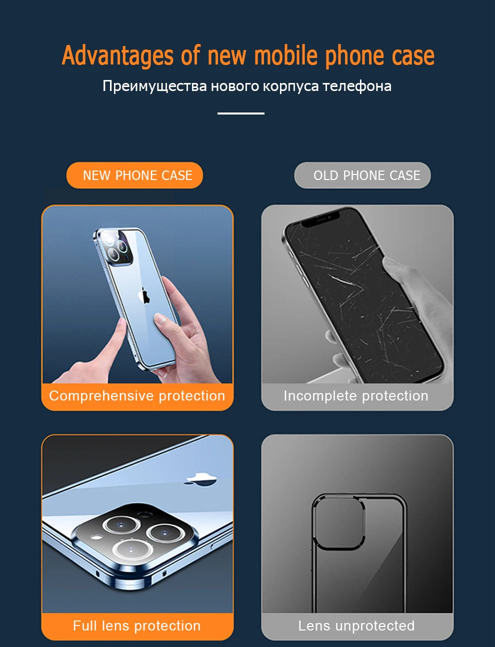 Apple iPhone 360° Full Protection Metal Magnetic Snap Lock Phone Case