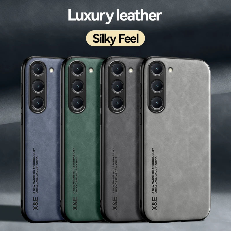 Samsung Galaxy Luxury Leather Case With Magnetic Plate Support Car Hold
