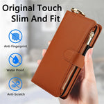 Apple iPhone Zipper Leather Wallet Case with Card Slots