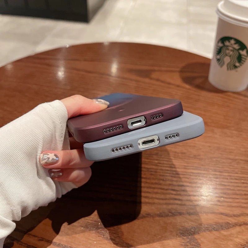 Apple iPhone Gradient Pattern Magsafe Wireless Charge Soft Bumper Case