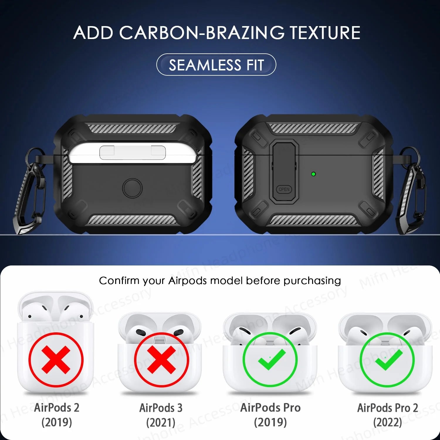 AirPod Pro Gen 2 & 3 Rugged Cover Case with Cleaner Kit