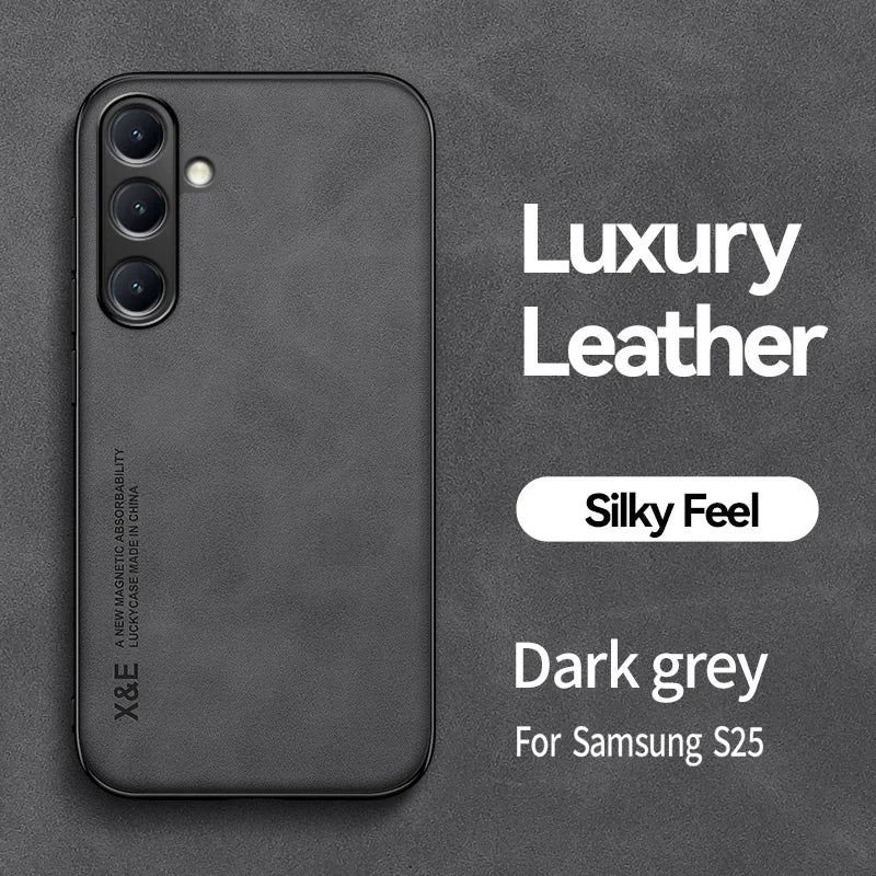 Samsung Galaxy Luxury Leather Case With Magnetic Plate Support