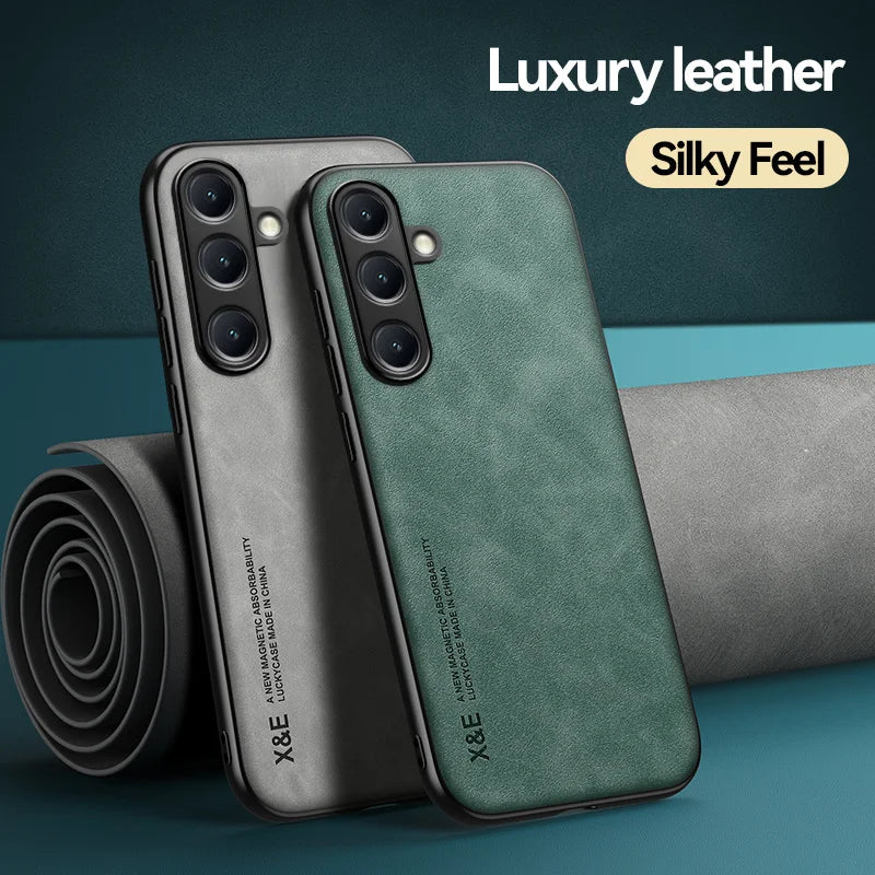 Samsung Galaxy Luxury Leather Case With Magnetic Plate Support