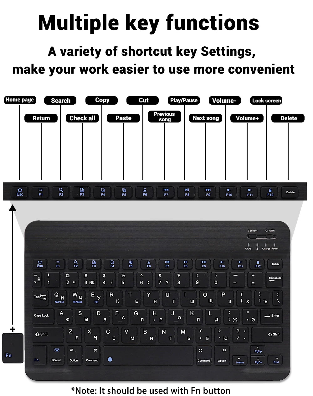 Bluetooth Wireless Keyboard & Mouse For Apple, Android, Windows Tablets
