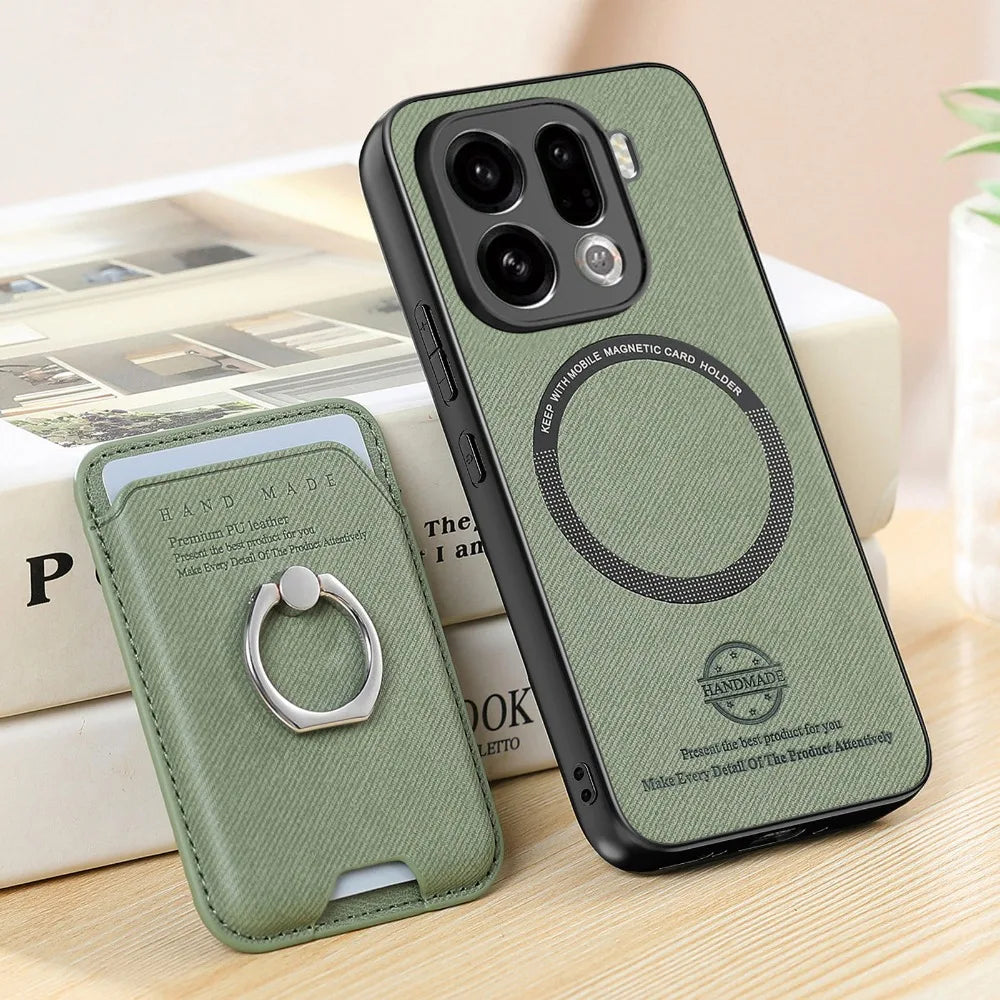 OPPO Find X9 Pro Leather 2in1 Magnetic Card Holder Case With Ring