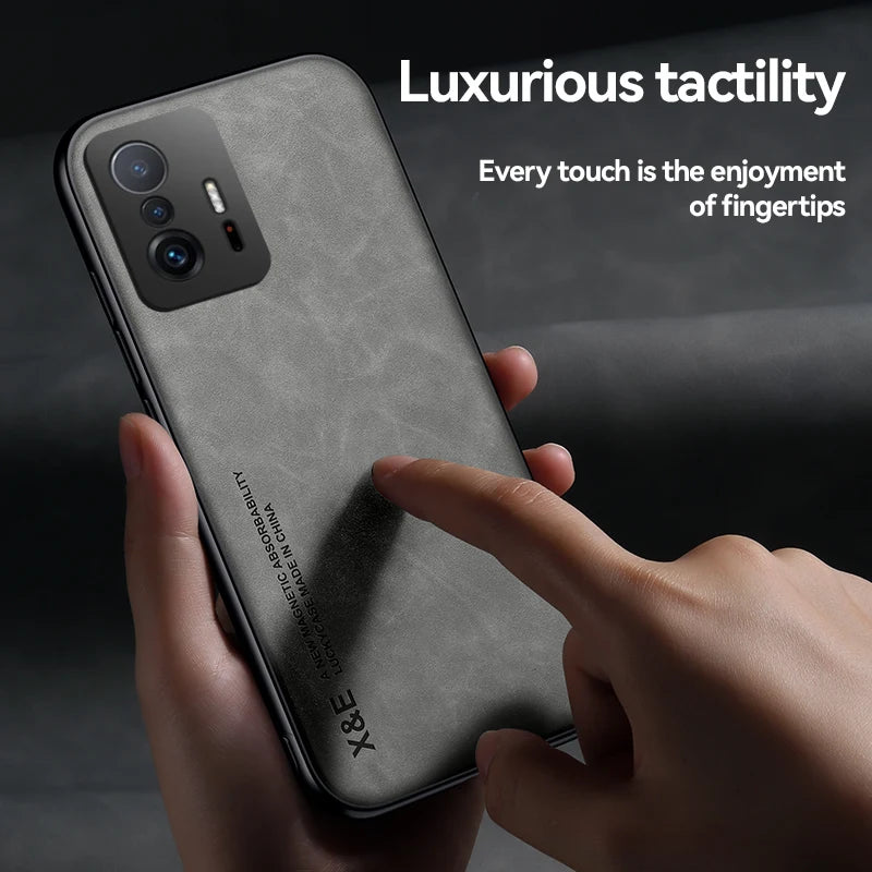 Xiaomi Luxury Leather Phone Case With Magnetic Plate Support