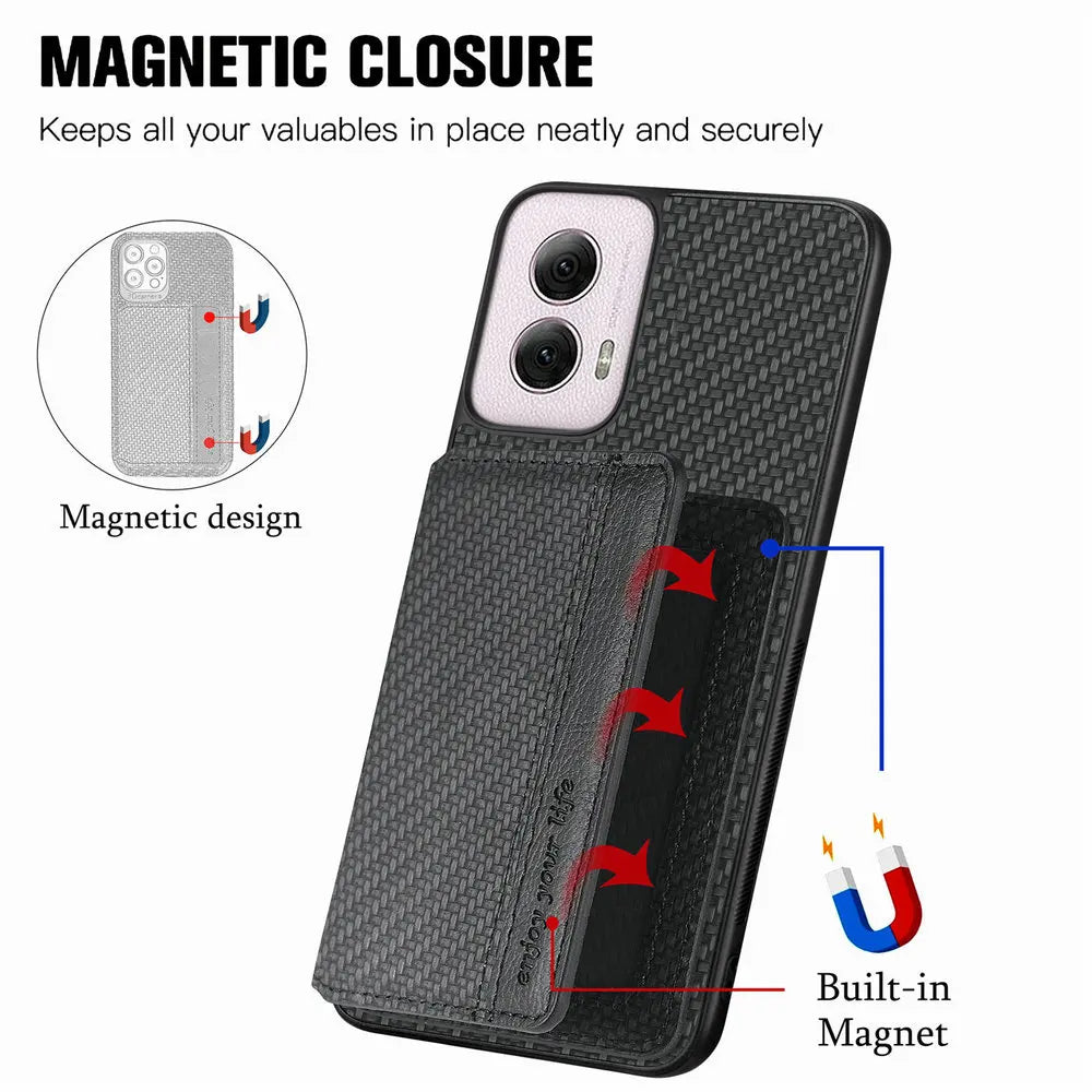 Motorola RFID Magnetic Leather Wallet Case For Moto G Series With Card Slot And Slim Protection