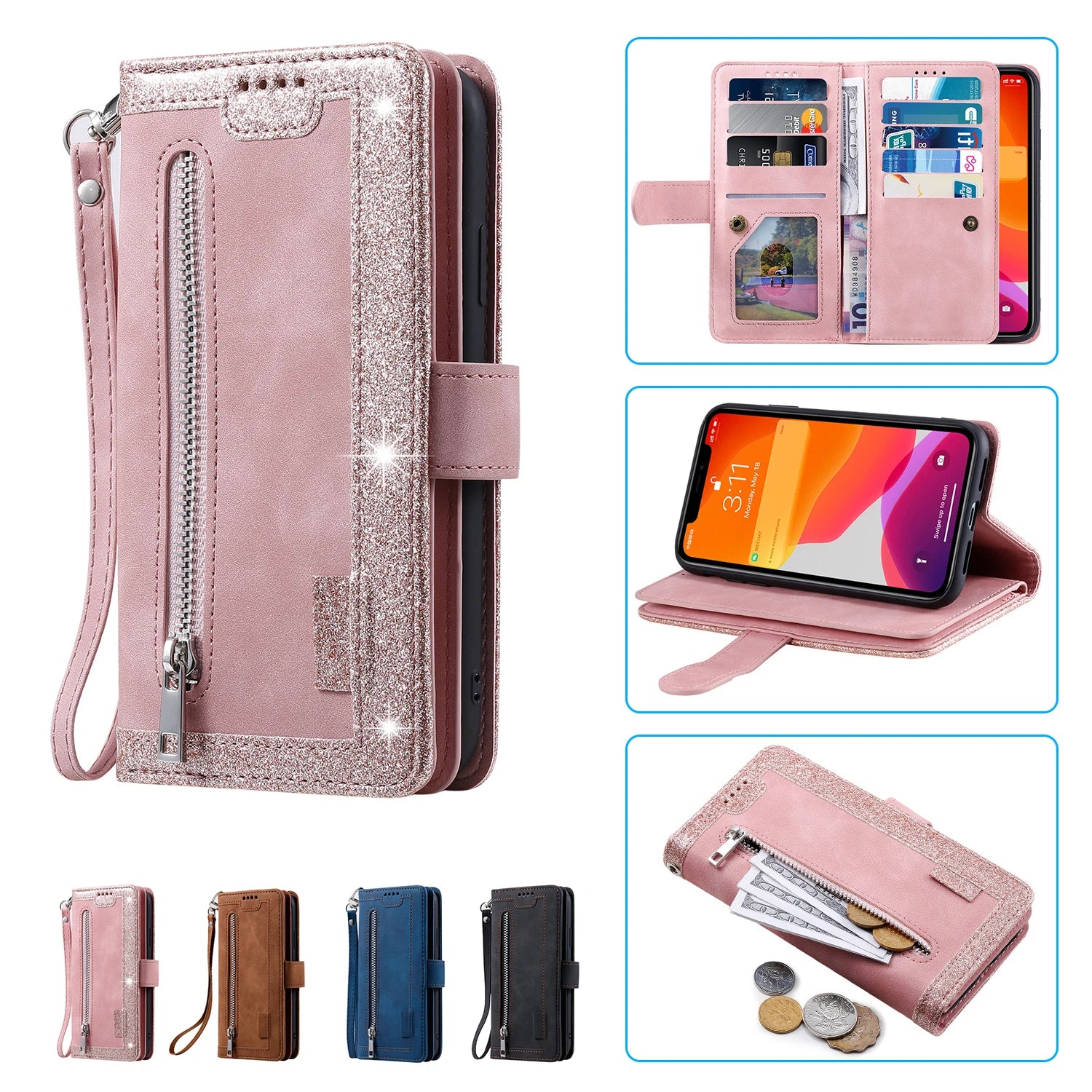 Xiaomi POCO Multi 9-Card Zipper Wallet Case