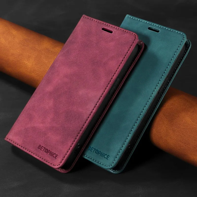 Brush Leather Wallet Case iPhone 17 Flip Card