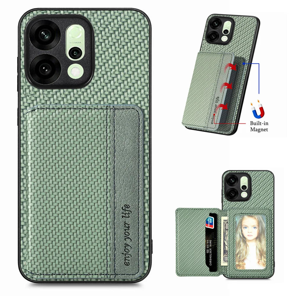 OPPO Reno 14 15 Series Leather Card Back Case With Magnetic Wallet Stand